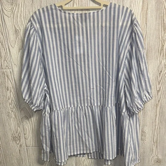 Torrid Light Blue and White Striped Blouse - Picture 6 of 6